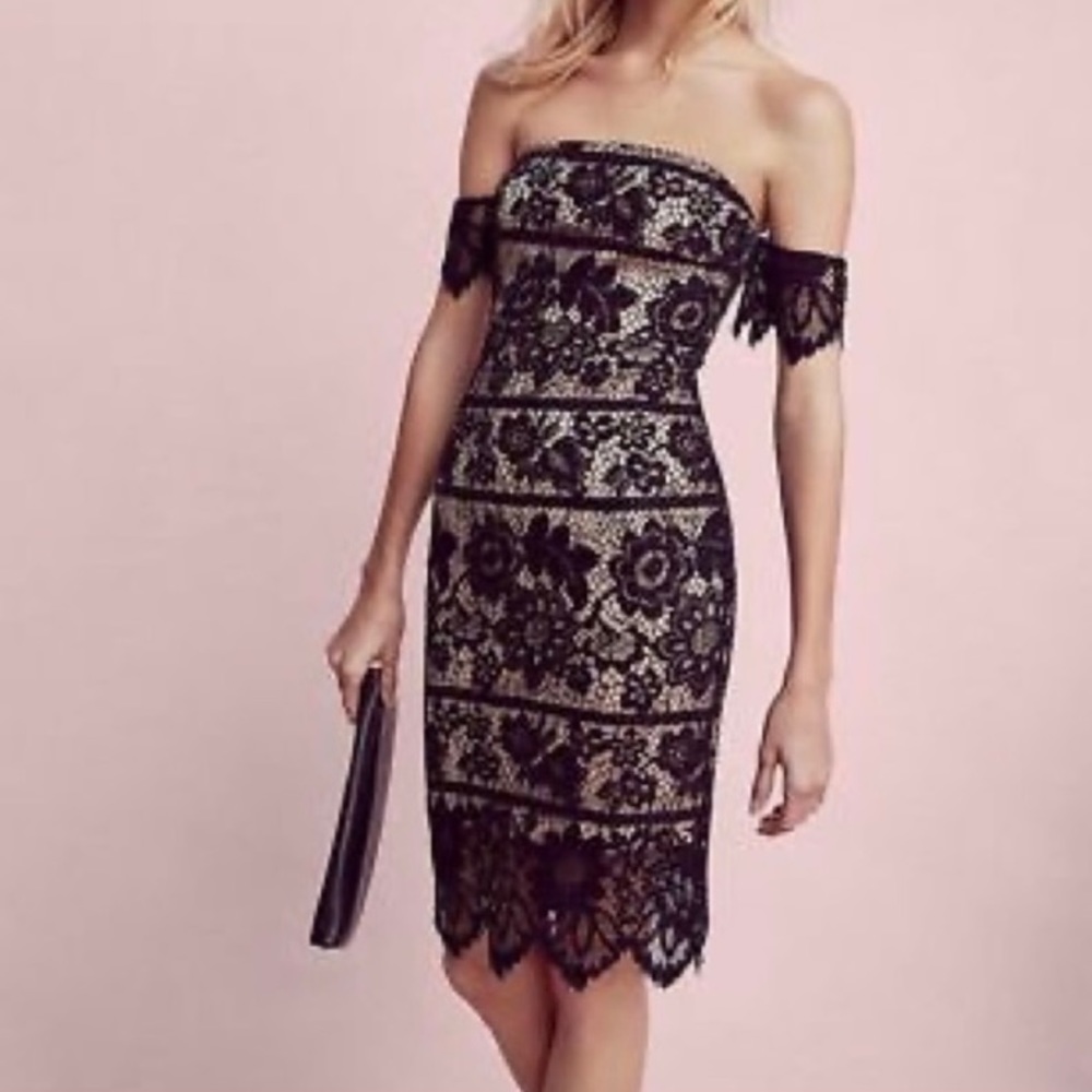 Black Lace Express Off-Shoulder Dress